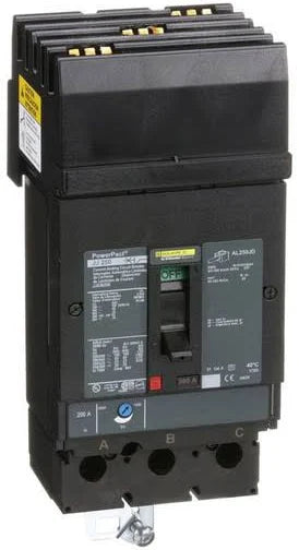 JJA36200 | Schneider Electric Circuit breaker, PowerPacT J, 200A, 3 pole, 600VAC, 25kA, I-Line, thermal magnetic, 80%, ABC