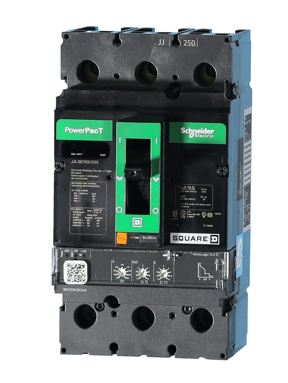 JJL36250U33X | Schneider Electric Square D J-Frame 250A 3-Pole Molded Case Circuit Breaker