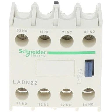 LADN22 | Schneider Electric Auxiliary Contact Block, 2 NO and 2 NC, top mount, screw clamp terminal