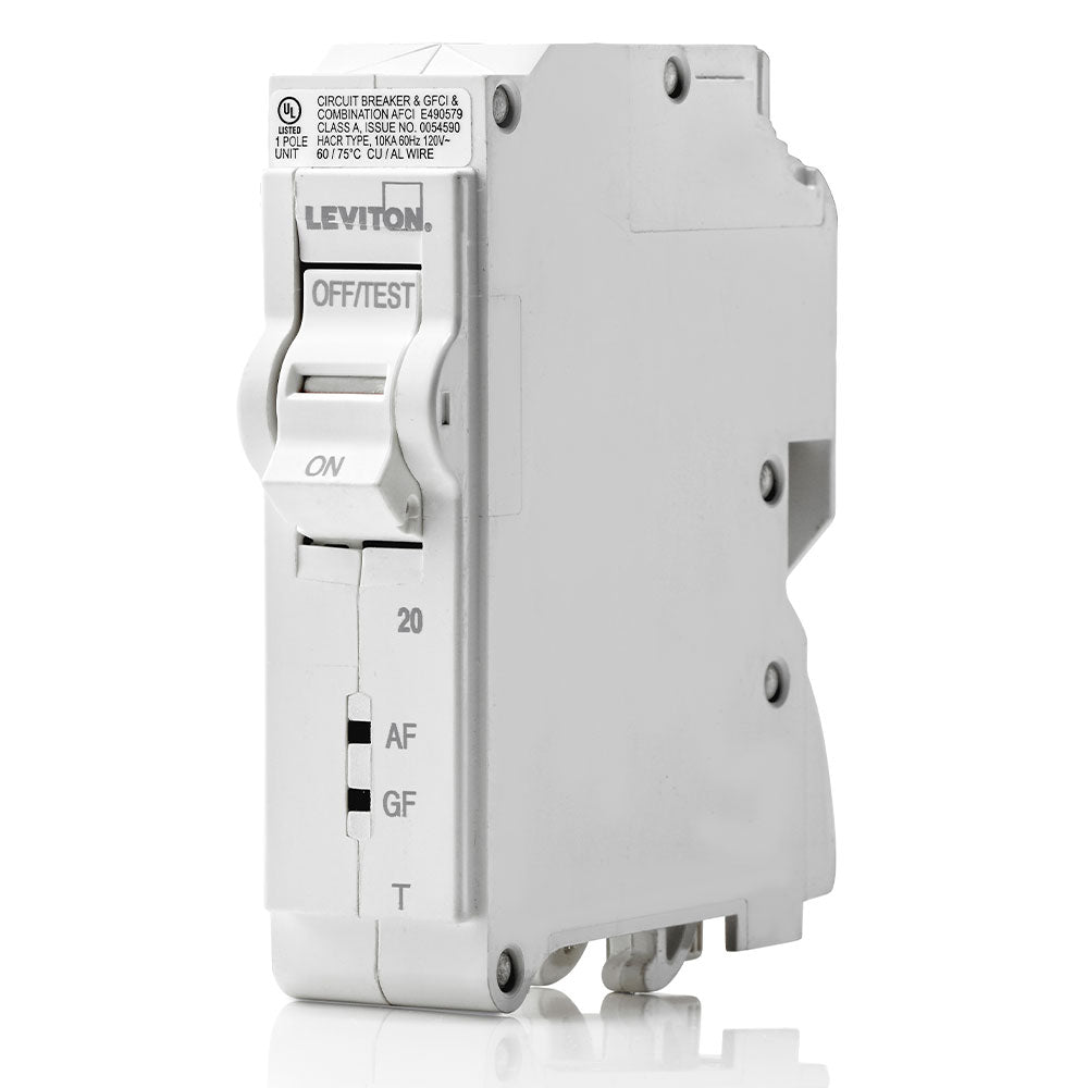 Leviton LB120-DFT 20A 1-Pole Dual Function AFCI/GFCI Circuit Breaker Plug-On 120V