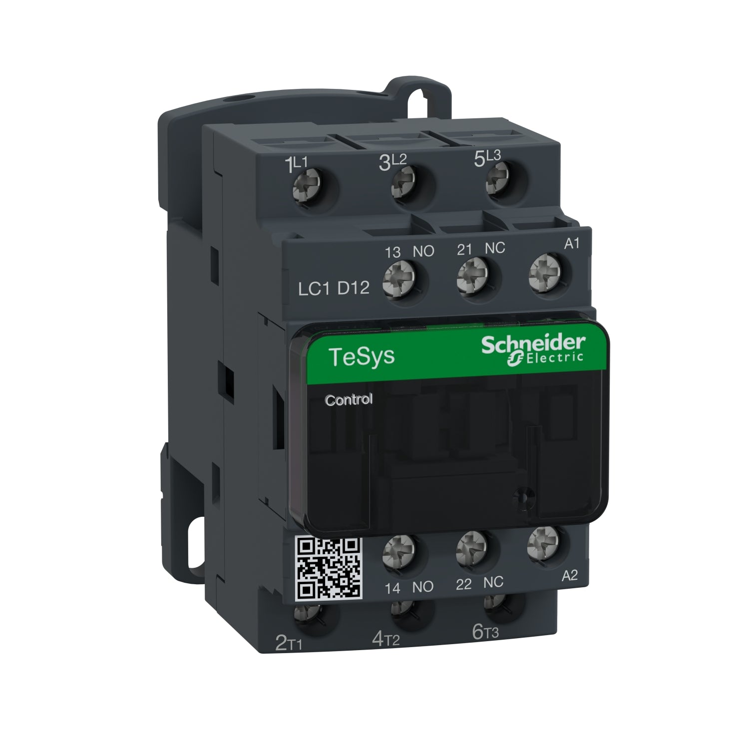 LC1D12B7 | Schneider Electric IEC contactor, TeSys Deca, nonreversing, 12A, 7.5HP at 480VAC, up to 100kA SCCR, 3 phase, 3 NO, 24VAC 50/60Hz coil, open