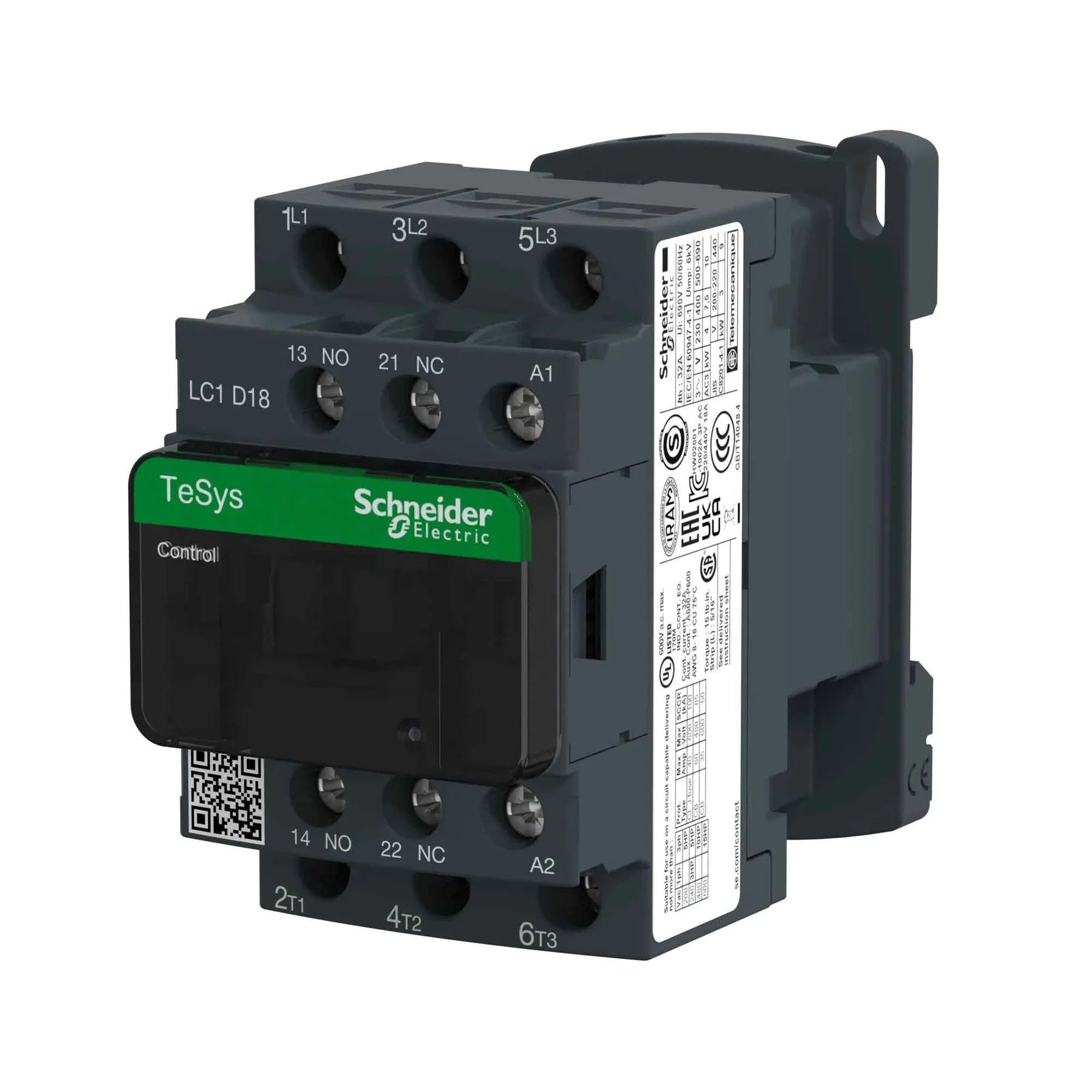 LC1D18B7 | Schneider Electric IEC Contactor, TeSys Deca, Nonreversing