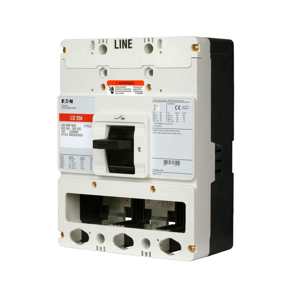 LD3600F | Eaton Series C 600A 3-Pole L-Frame Molded Case Circuit Breaker