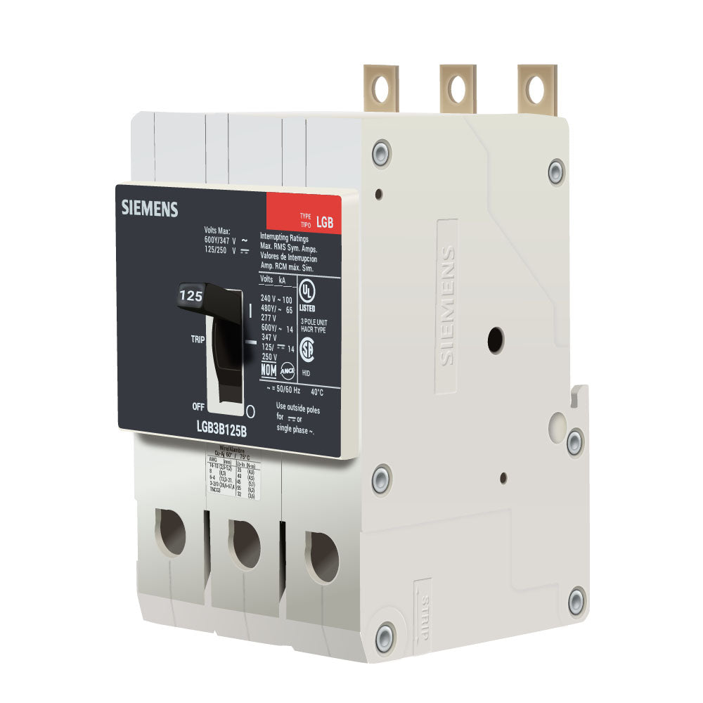 LGB3B125B | Siemens VL Series 3-Pole 125A 600V Thermal-Magnetic Molded Case Circuit Breaker