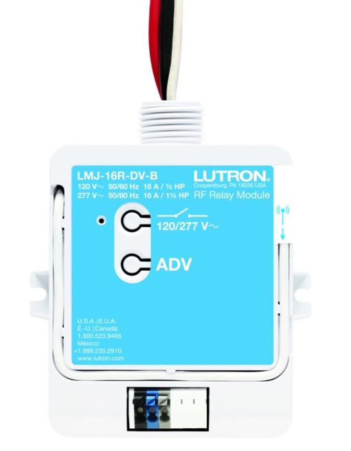 LMJ-16R-DV-B | Lutron RF Relay Module with Softswitch 120/277V 16A Clear Connect
