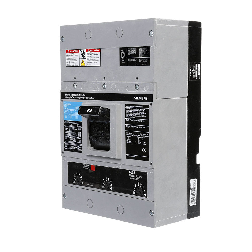 LXD63B600H | Siemens 600A 3-Pole 600VAC Sentron Molded Case Circuit Breaker