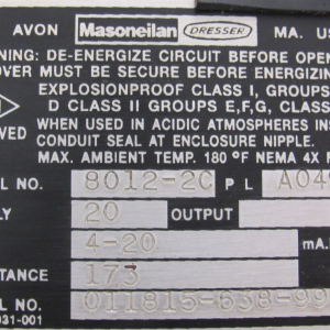 Masoneilan 8012-2C Electro-Pneumatic Valve Positioner