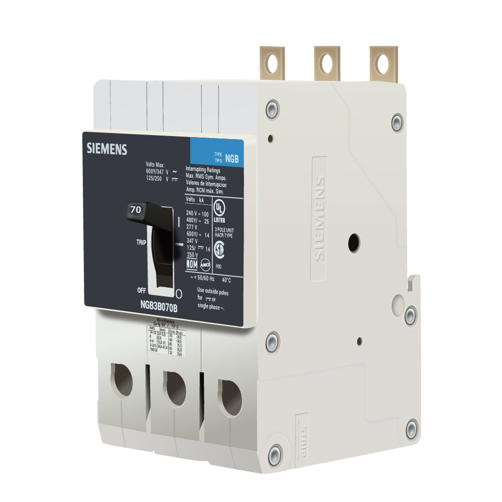 NGB3B070 | Siemens 3-Pole 70A 480V Molded Case Circuit Breaker