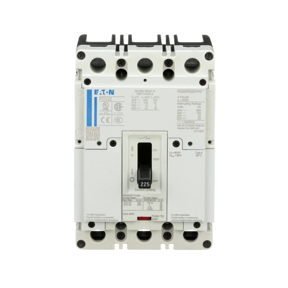 Eaton PDG23M0175TFFL Power Defense 175A 3-Pole Molded Case Circuit Breaker 600V