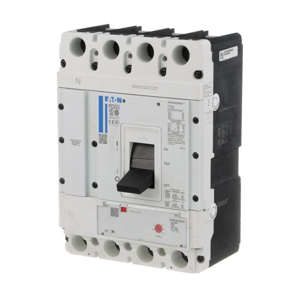 PDG34K0400TFAJ | Eaton Power Defense 400A 4-Pole Molded Case Circuit Breaker 600VAC