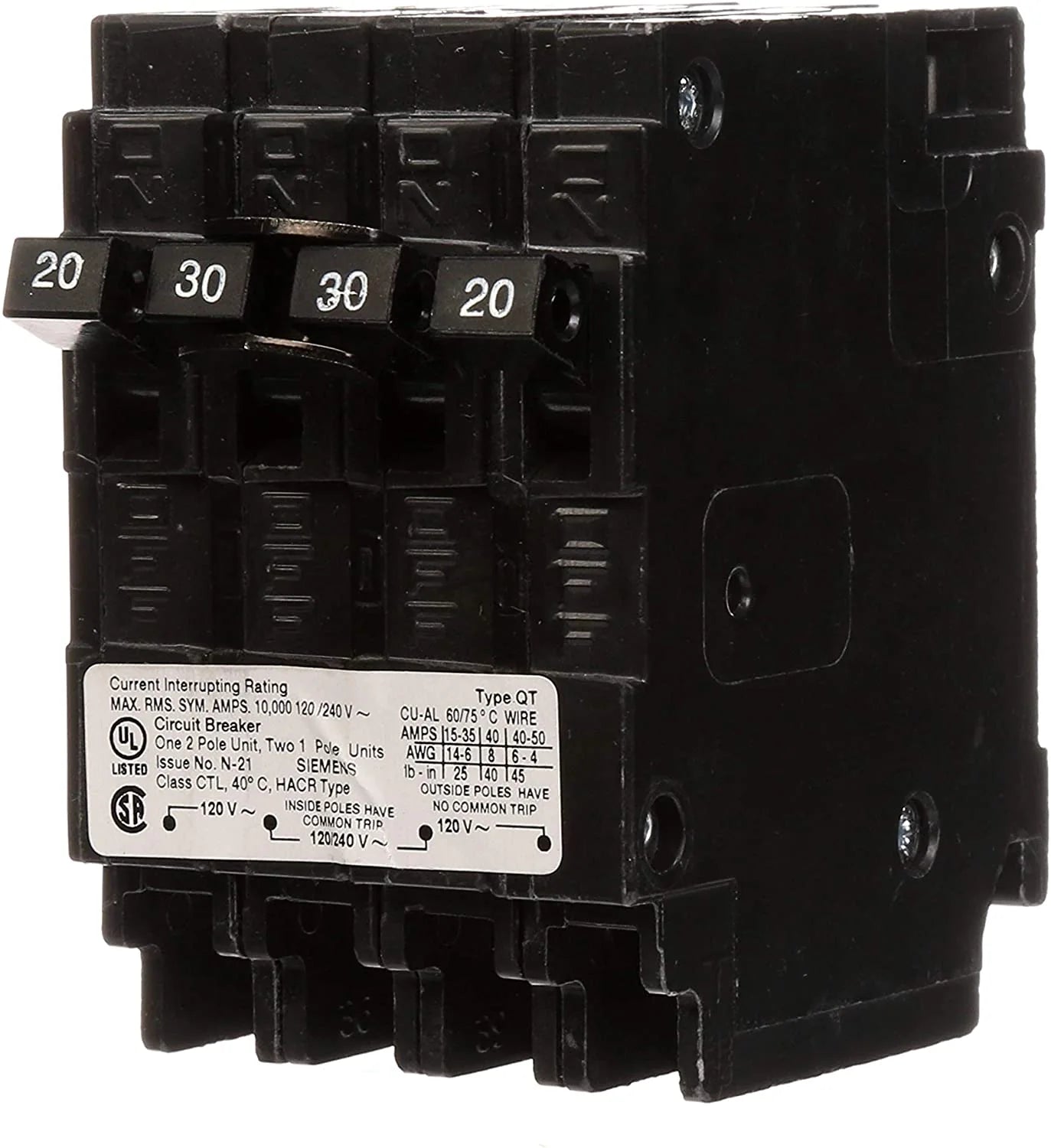 Q22030CT | Siemens 30 Amp Quad Circuit Breaker