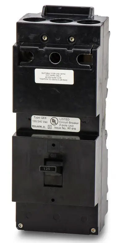 QE2125VH | Square D 125A 2-Pole 240VAC Thermal Magnetic Plug-In Circuit Breaker