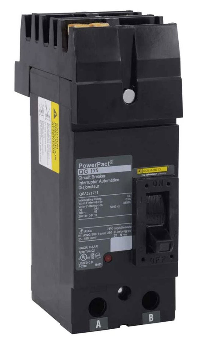 QGA221751 | Square D 175A 2-Pole 240V PowerPact Q I-Line Thermal Magnetic Circuit Breaker