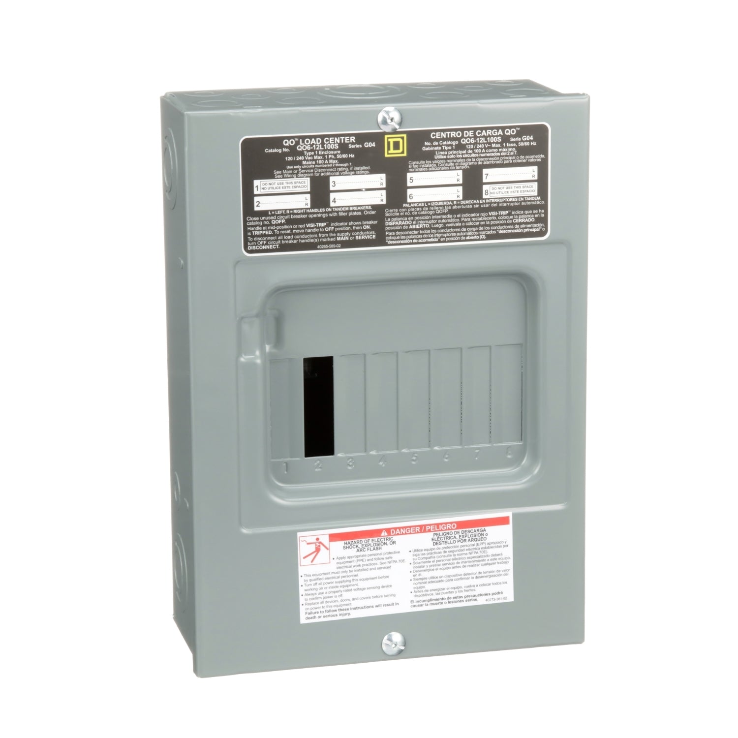 QO612L100S | Schneider Electric Load Center, QO, 1 Phase, 6 Spaces