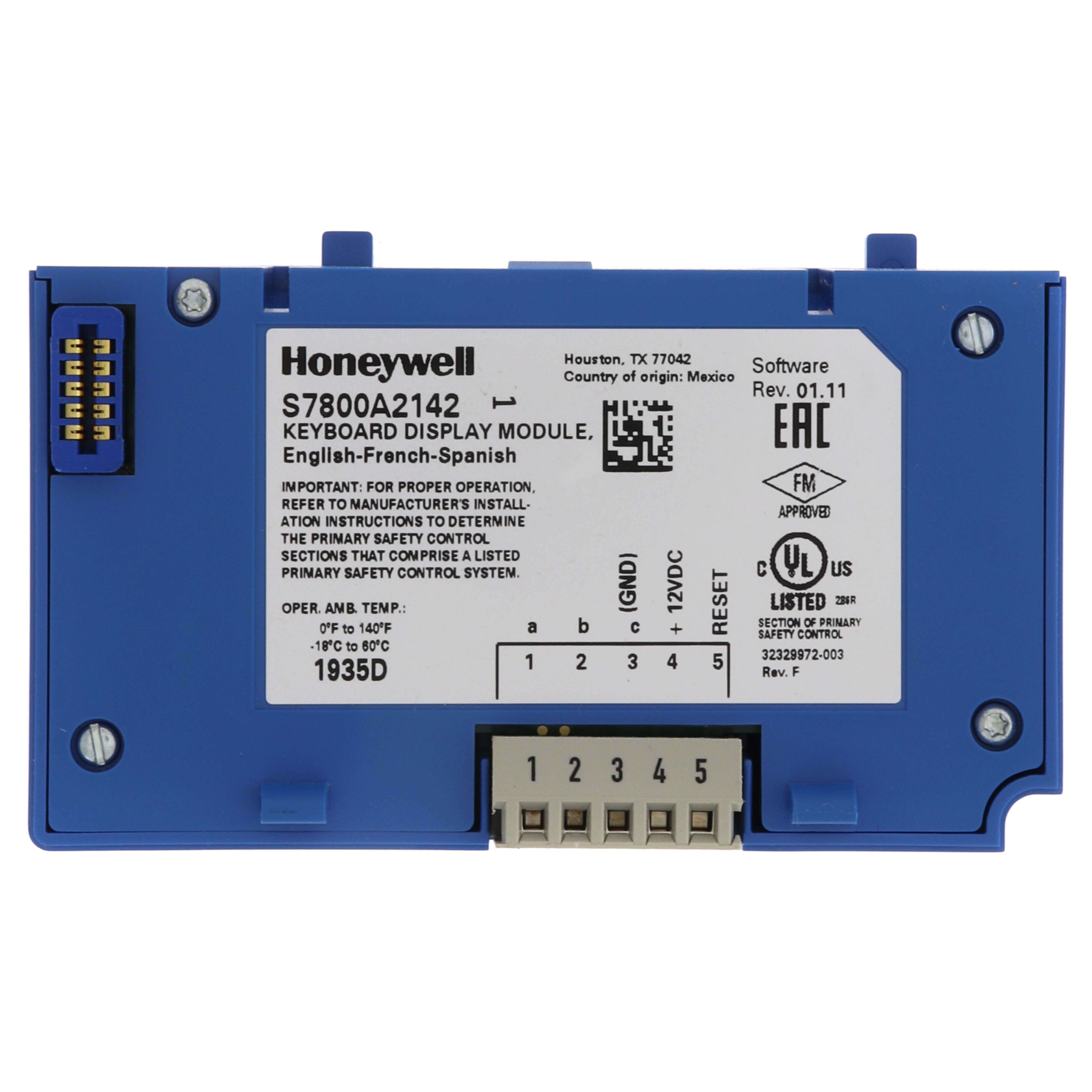 S7800A2142 | Honeywell 7800 Series Keyboard Display Module, 4-Line Interface Multi-Language