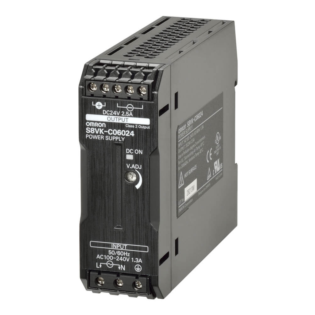 S8VK-C06024 | Omron | AC-DC Power Supply, 24V, 2.5A, 85-264V, Enclosed, DIN Rail, 60W, S8VK Series
