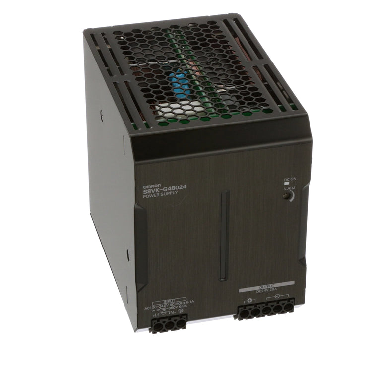 S8VK-G48024 | OMRON Power Supply, Switch Mode, 480W, 24V, 20 A, In 16-10AWG, 12-10AWG, S8VK Series