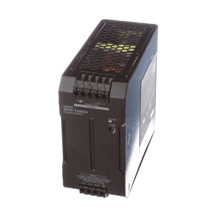 S8VK-T24024 | Omron AC-DC Power Supply, 24V, 10A, 320-576VAC, 3Ph, Enclosed, 240W, S8VK Series