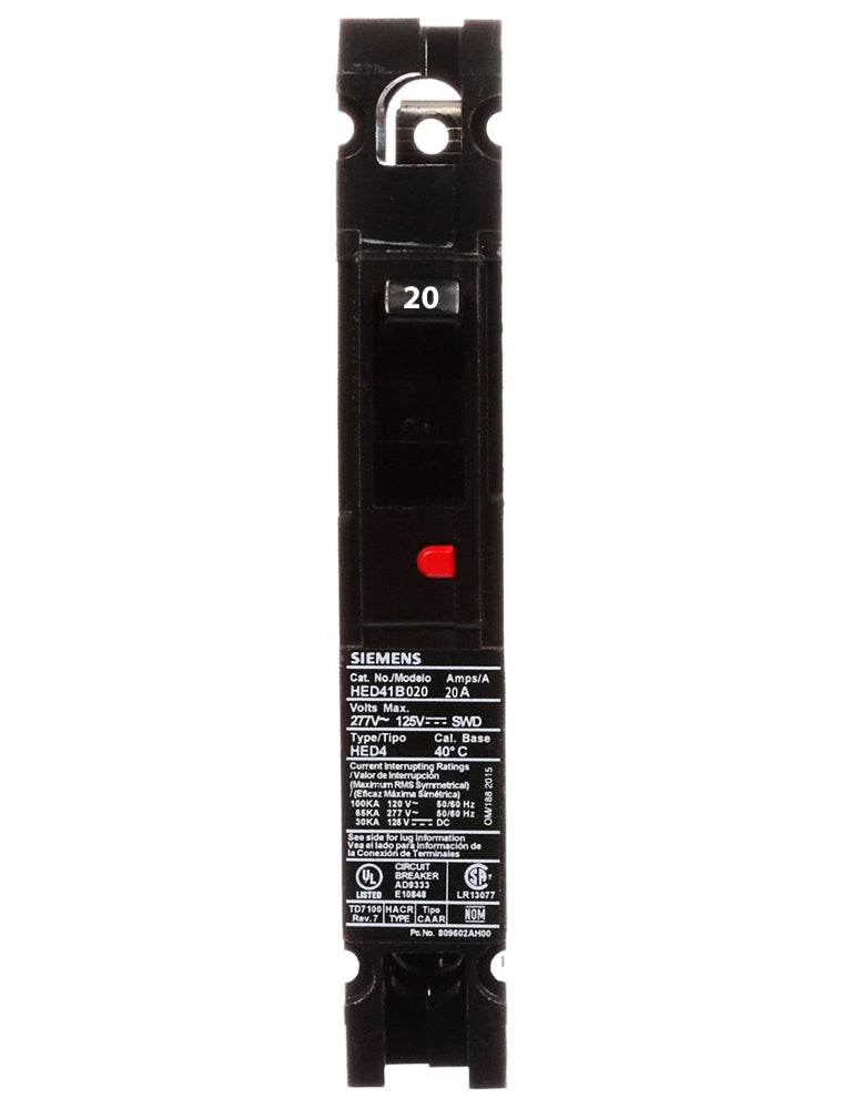 HED41B020L | Siemens 20A 1-Pole 277V Sentron Molded Case Circuit Breaker