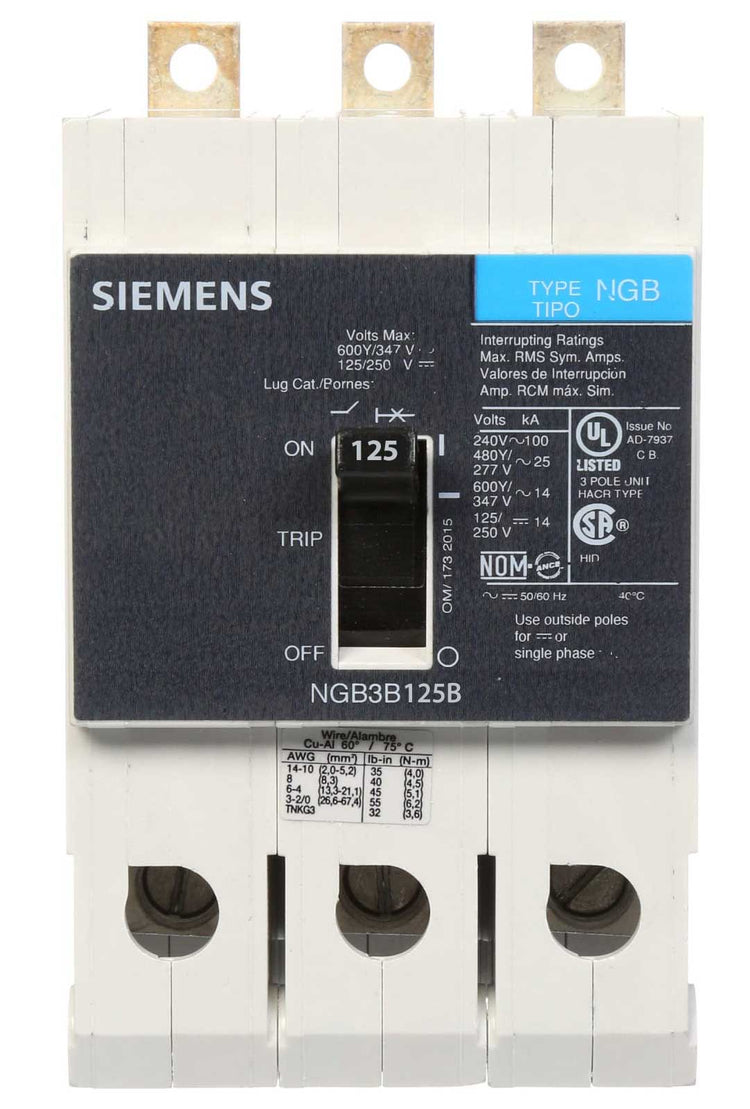 NGB3B125B | Siemens Molded Case Circuit Breaker