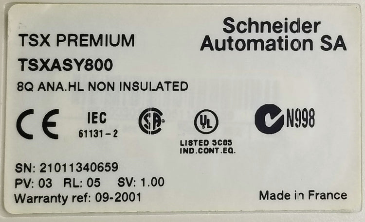 TSXASY800 | Schneider Electric Modicon Premium 8-Channel Analog Output Module