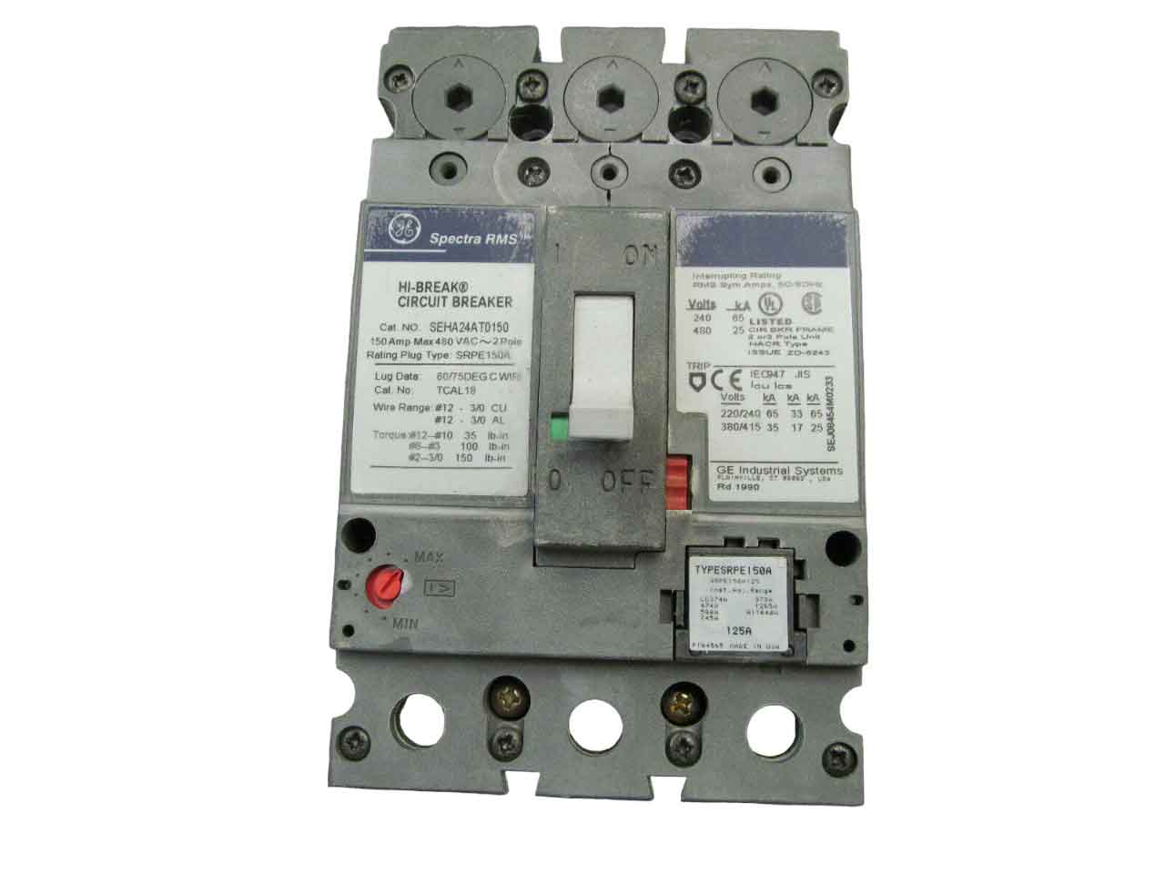 SEHA24AT0150 | General Electric 150A 2-Pole 480V Spectra Series Solid-State Circuit Breaker