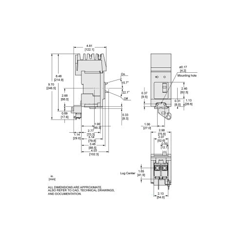 BGA261002 | Square D 2-Pole 100A PowerPact B-Frame Thermal Magnetic Circuit Breaker