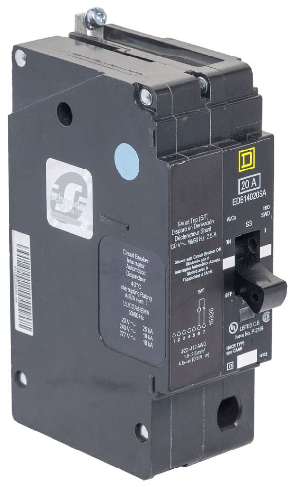 EDB14020SA | Square D 1-Pole 20A 277V Molded Case Bolt-On Circuit Breaker