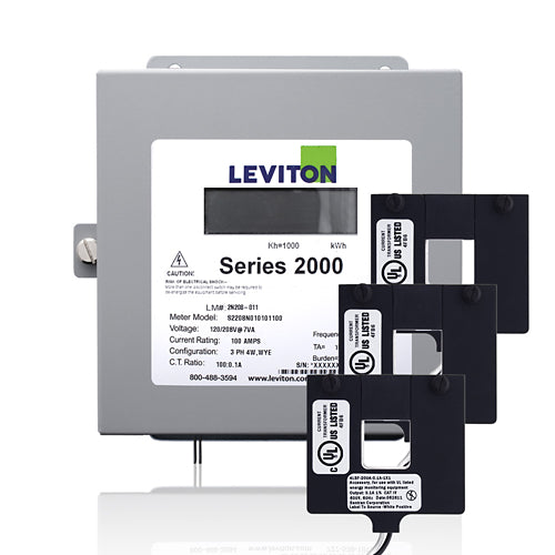 2K208-4D | Leviton VerifEye Series 2000 3P/4W Indoor Demand Meter Kit With 3 Split-Core Current Transformers