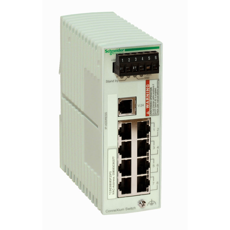TCSESB083F23F0 | Schneider Electric Network switch, Modicon Networking, basic managed, 8 ports for copper