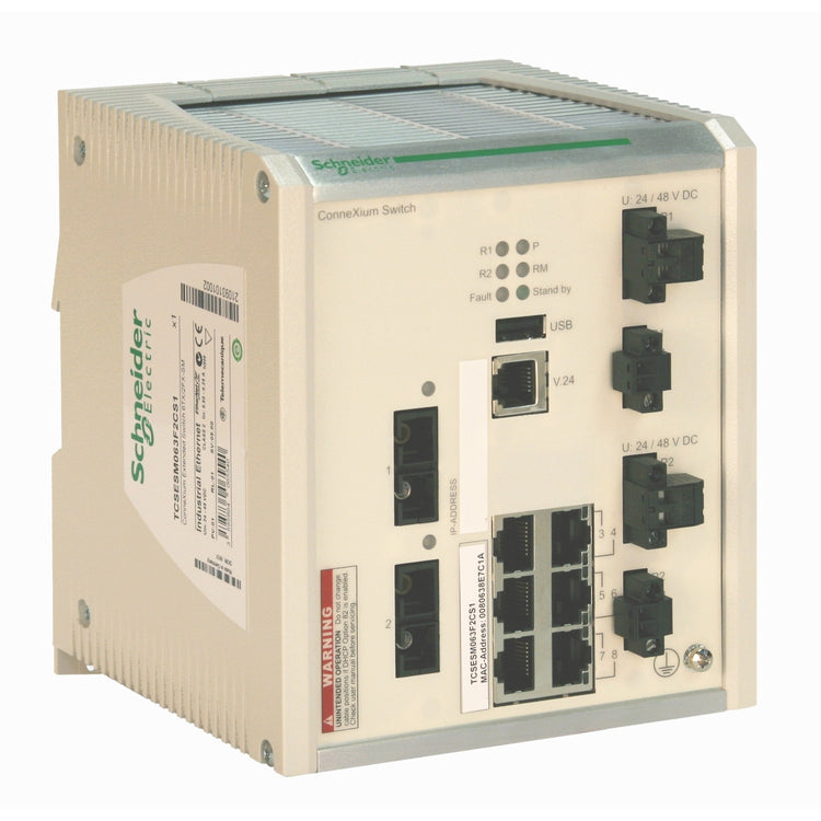 TCSESM063F2CS1 | Schneider Electric |  ConneXium Extended Managed Switch - 6 ports for copper + 2 ports for fiber optic single-mode