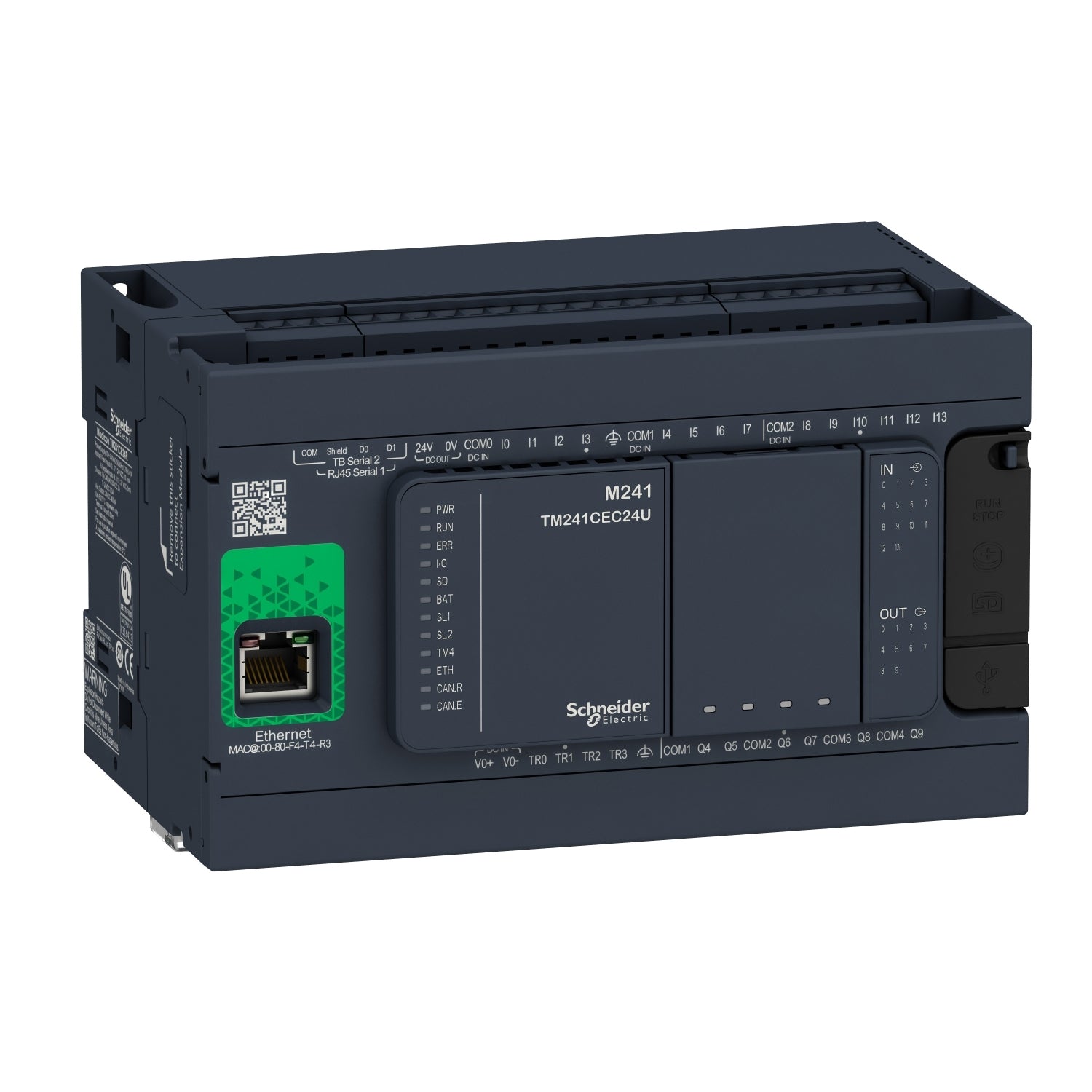 TM241CE24R | Schneider Electric Logic controller, Modicon M241, 24 IO, relay, Ethernet