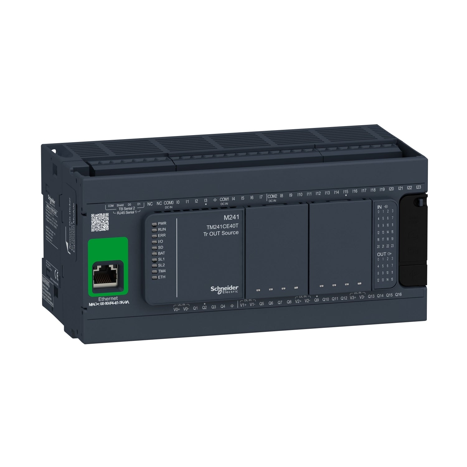TM241CE40T | Schneider Electric | Logic controller, Modicon M241, 40 IO, transistor, PNP, Ethernet