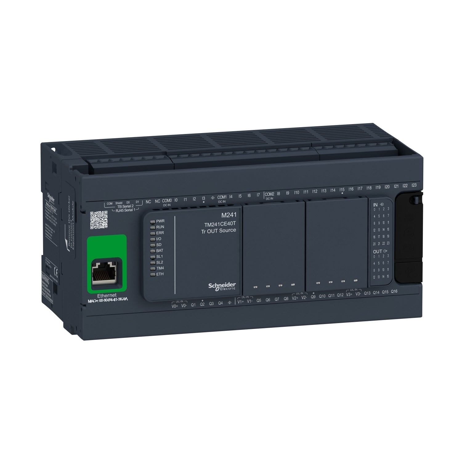 TM241CE40T | Schneider Electric Logic controller, Modicon M241, 40 IO, transistor, PNP, Ethernet