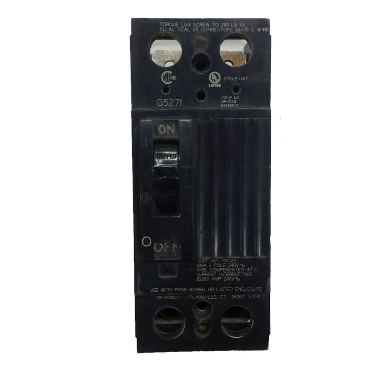 TQD22100WL | General Electric 100A 2-Pole 120/240V Thermal Magnetic Molded Case Circuit Breaker
