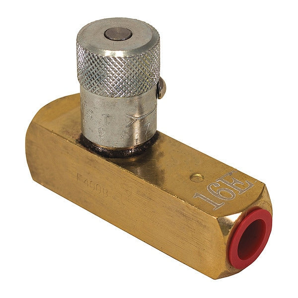 F400B | Parker F Series In-Line Hydraulic Flow Control Valve 1/4 NPT 5 GPM 2000 PSI Brass Colorflow