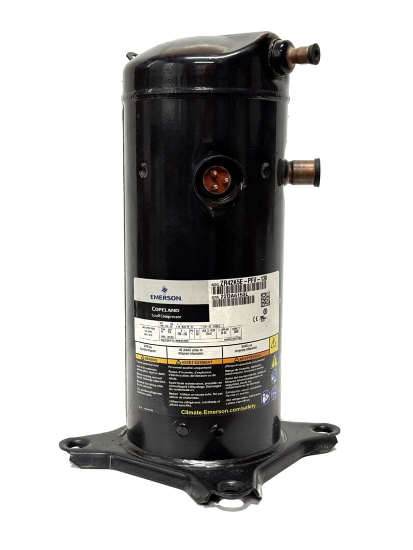 ZR42K5E-PFV-130 | Copeland 3-1/2 HP Scroll Compressor 208–230V 1PH 42,800 BTU R22/R407C
