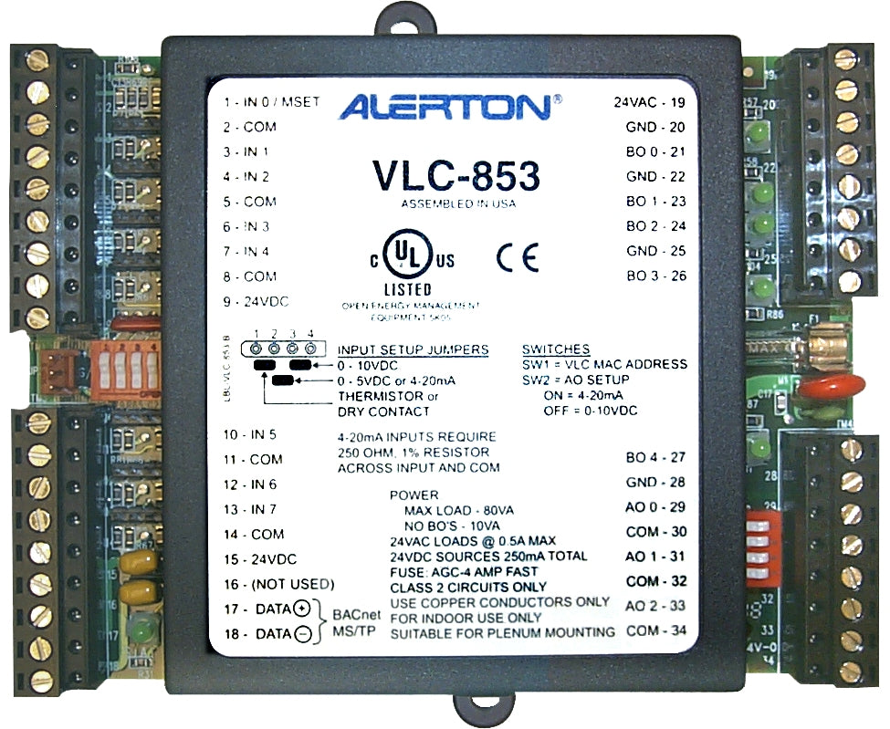 Alerton VLC-853 VisualLogic BACnet MS/TP Programmable Field Controller