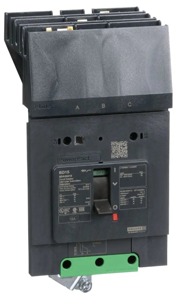 Square D BDA36125 PowerPact B 125 Ampere Three-Pole I-Line Molded Case Circuit Breaker
