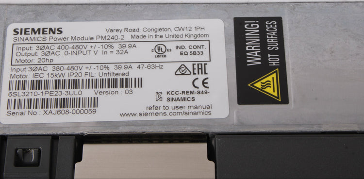 6SL3210-1PE23-3UL0 | Siemens SINAMICS S120 PM240-2 Converter Power Module