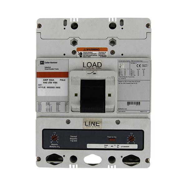 LD2600 | Eaton 600A 2-Pole 600V Series C L-Frame Thermal Magnetic Molded Case Circuit Breaker