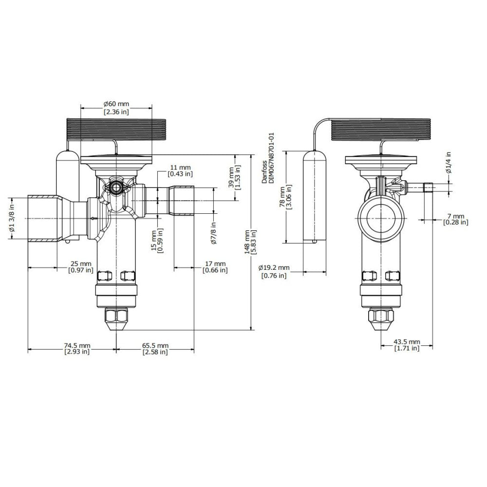 Danfoss 067N2165 Commercial Thermostatic Expansion Valve Body