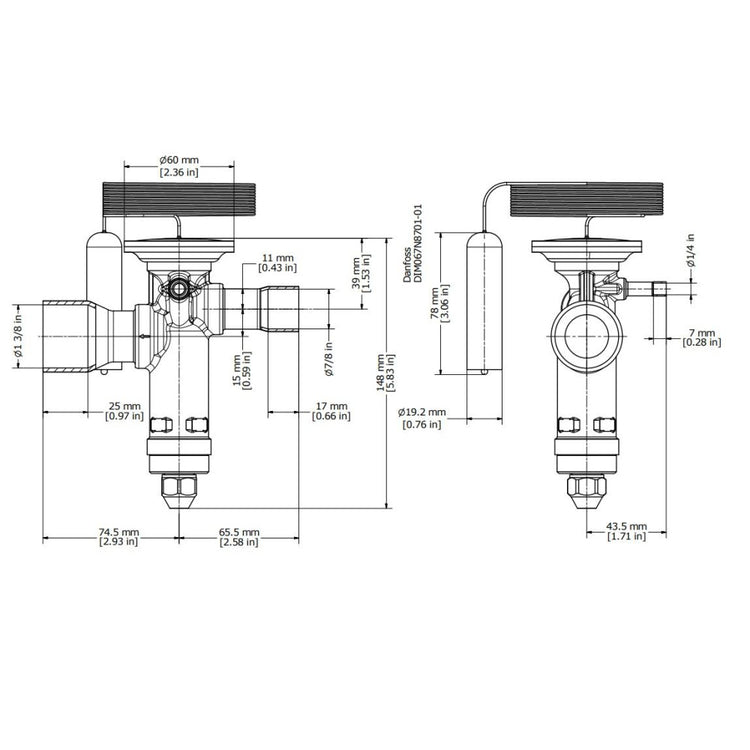 Danfoss 067N2165 Commercial Thermostatic Expansion Valve Body