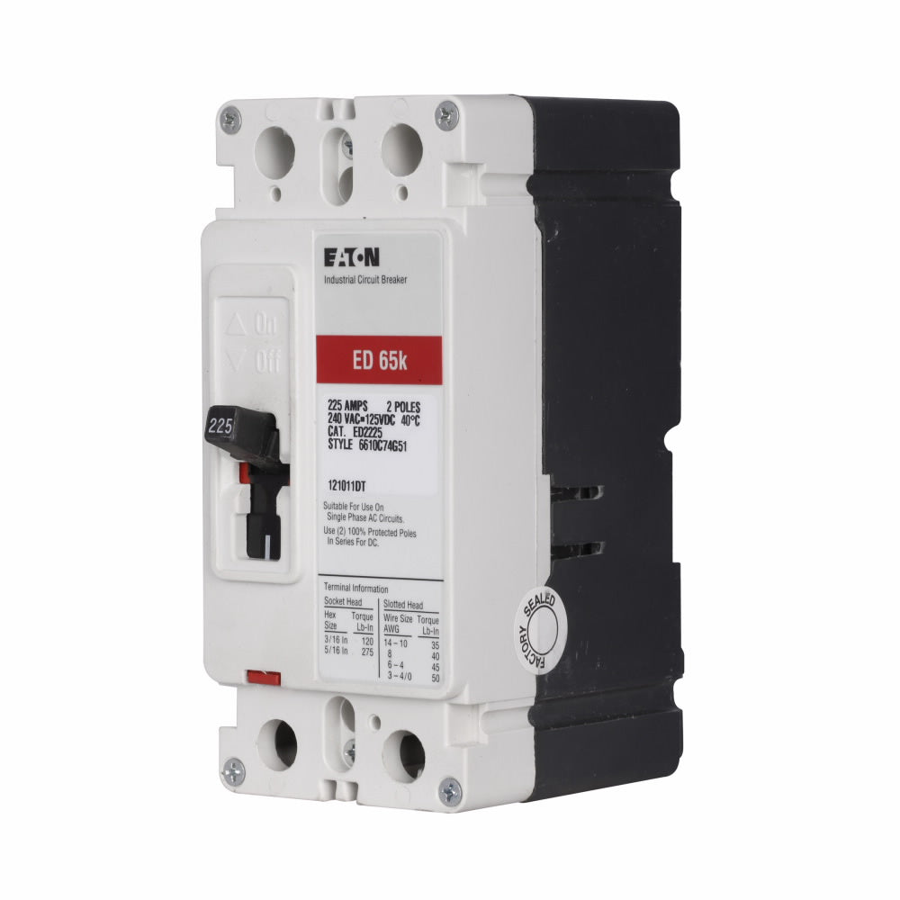 ED2200L | Eaton Cutler-Hammer 200A 2-Pole Molded Case Circuit Breaker, 65kA, Series C