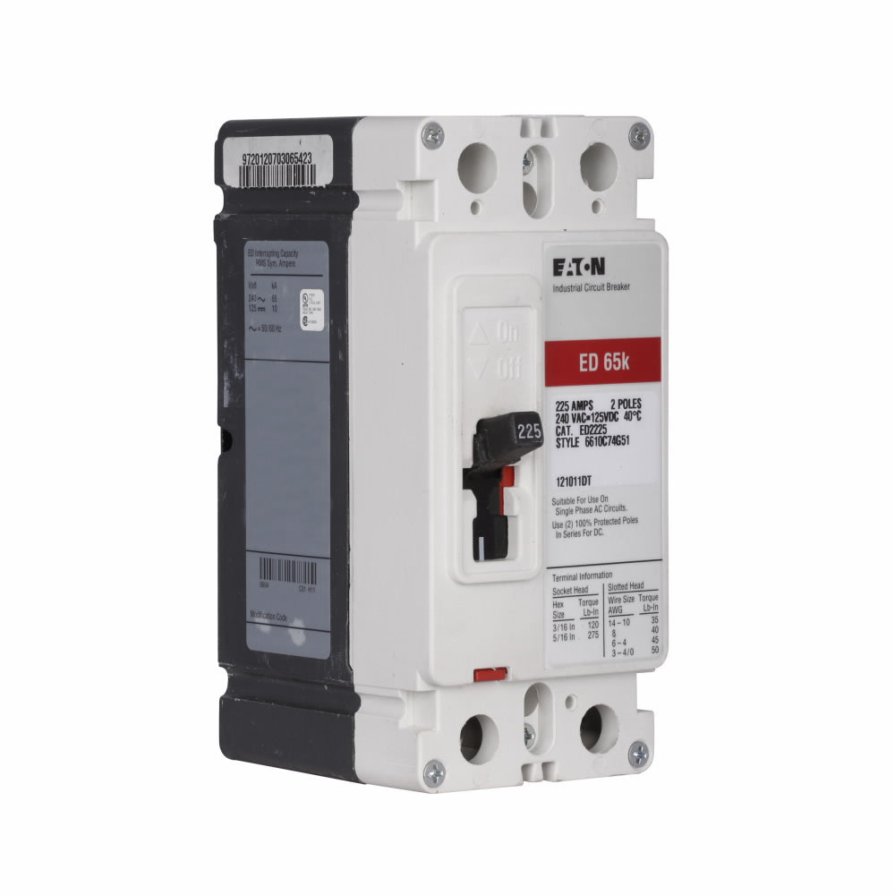 ED2200L | Eaton Cutler-Hammer 200A 2-Pole Molded Case Circuit Breaker, 65kA, Series C