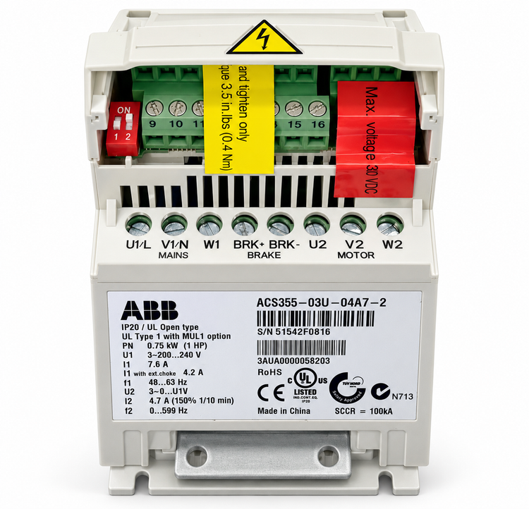 ABB ACS355-03U-04A7-2 1 HP Variable Frequency Drive