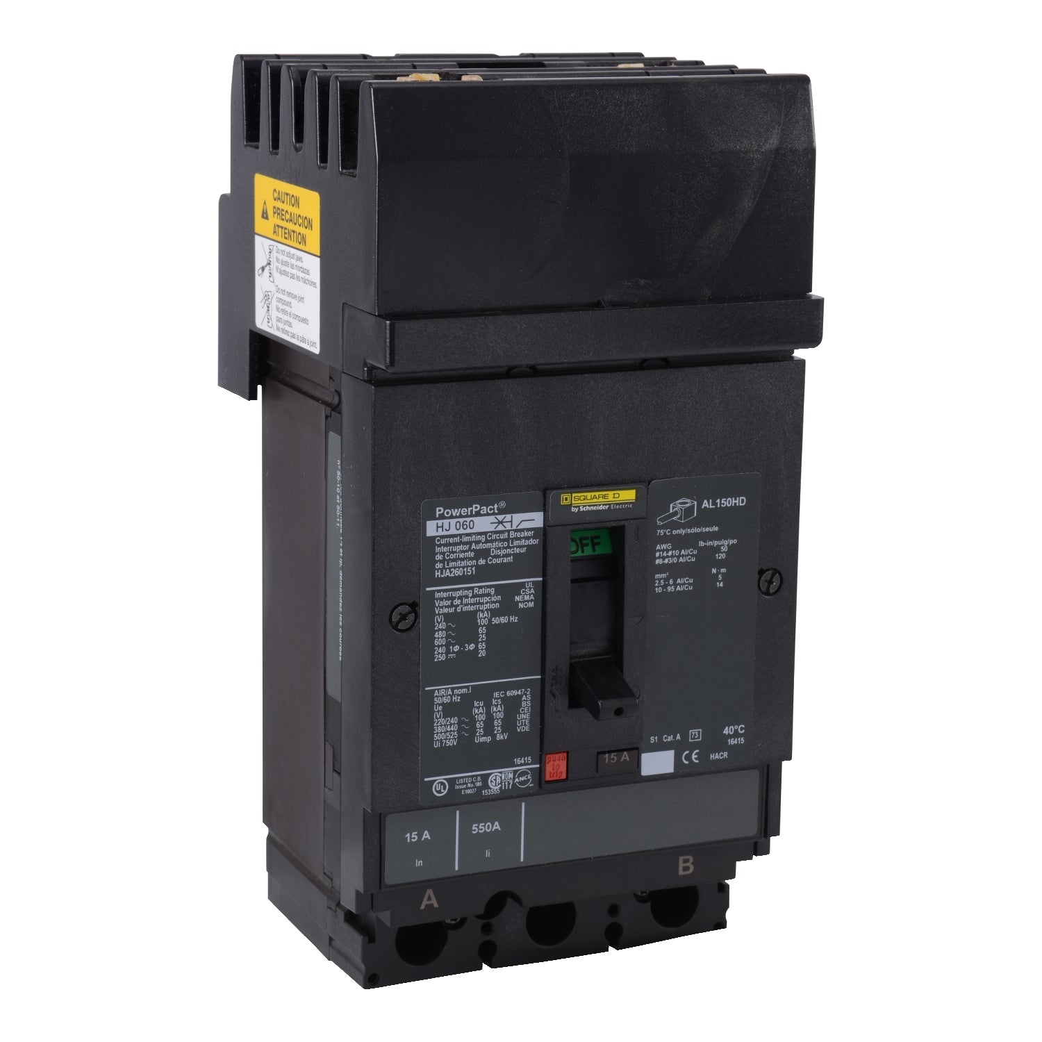 HJA260501 | Square D 50A 2-Pole 600VAC PowerPact H I-Line Thermal Magnetic Circuit Breaker