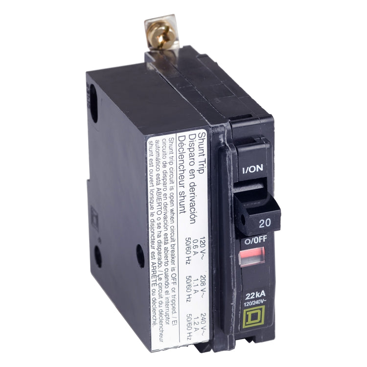 QHB1201021 | Square D 20A 1-Pole 65kA Bolt-On Circuit Breaker with Shunt Trip