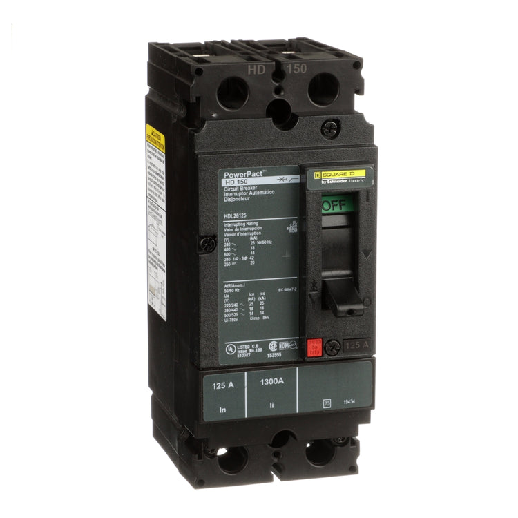 HDL26125 | Square D PowerPact 125A 2-Pole 600V Molded Case Circuit Breaker