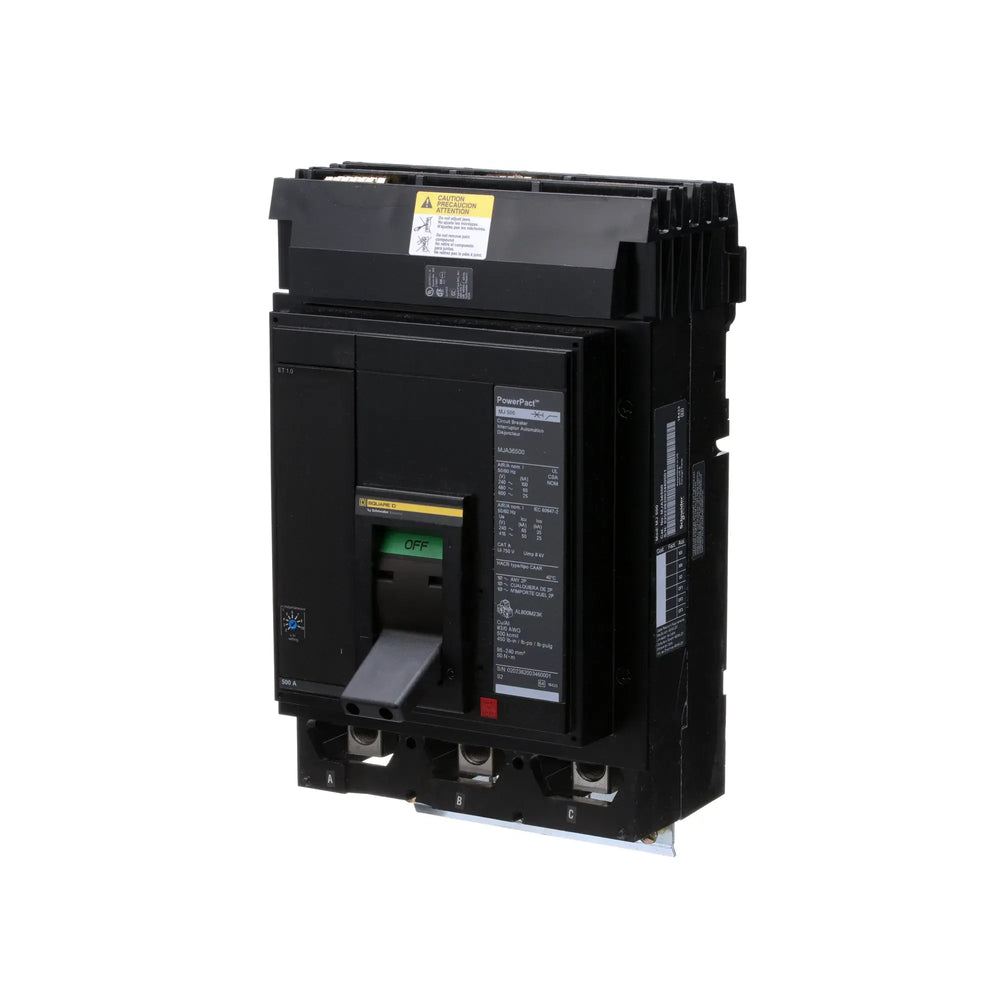Square D MJA36500 PowerPact M 500 Ampere Three-Pole 600 Volt Molded Case Circuit Breaker